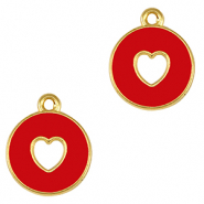 Metaal bedels DQ heart Goud-red (nikkelvrij)