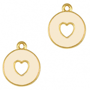 Metaal bedels DQ heart Goud-ivory white (nikkelvrij)