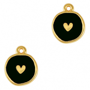 Metaal bedels DQ heart Goud-black (nikkelvrij)
