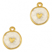Metaal bedels DQ heart Goud-pearl white (nikkelvrij)