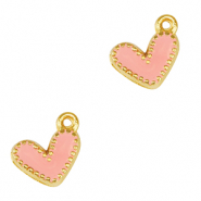 Metaal bedels DQ heart Goud-salmon pink (nikkelvrij)