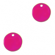Metaal bedels DQ 10mm Goud-neon fuchsia pink (nikkelvrij)