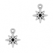 Metaal bedels DQ star Antiek zilver-zwart (nikkelvrij)