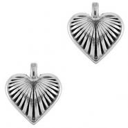 Metaal bedels DQ heart Antiek zilver (nikkelvrij)
