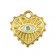 Metaal bedels DQ evil eye heart White-Light Blue-Goud (nikkelvrij)