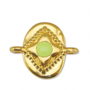 Metaal bedels DQ tussenstuk oval Lime Yellow-Goud (nikkelvrij)