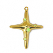 Metaal bedels DQ cross Lime Yellow-Goud (nikkelvrij)