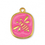 Metaal bedels DQ bee Pearl Fuchsia-Goud (nikkelvrij)
