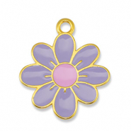 Metaal bedels DQ flower Lilac-Light Pink-Goud (nikkelvrij)