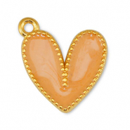 Metaal bedels DQ heart Pearl Light Orange-Goud (nikkelvrij)