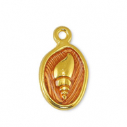 Metaal bedels DQ shell Transparant Orange-Goud (nikkelvrij)