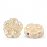 Keramiek kraal flower Beige