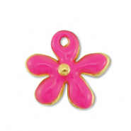 Metaal bedels DQ flower Goud-fuchsia (nikkelvrij)