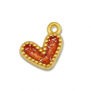 Metaal bedels DQ heart Goud-glitter rood (nikkelvrij)
