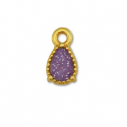 Metaal bedels DQ drop Goud-glitter purple (nikkelvrij)