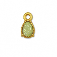 Metaal bedels DQ drop Goud-glitter light green (nikkelvrij)
