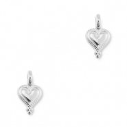 Metaal bedels DQ heart Antiek zilver (Nikkelvrij)
