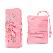 Reisetui voor sieraden with flowers Pink