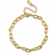 Schakelarmbanden van Stainless steel Roestvrij staal (RVS) twisted Gold