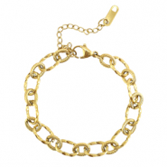 Schakelarmbanden van Stainless steel Roestvrij staal (RVS) twisted Gold