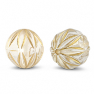 Kralen van acryl round with flower Transparent-gold