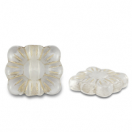 Kralen van acryl rectangle with flower Transparent-gold