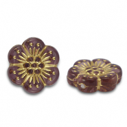 Kralen van acryl flower Mauve-taupe-gold