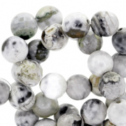 Halfedelsteen kraal rond 8mm facet geslepen White-grey opal