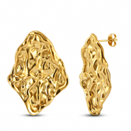 Oorbellen / oorstekers van Stainless steel Roestvrij staal (RVS) irregular Gold