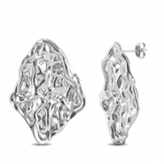 Oorbellen / oorstekers van Stainless steel Roestvrij staal (RVS) irregular Silver