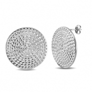 Oorbellen / oorstekers van Stainless steel Roestvrij staal (RVS) round Silver