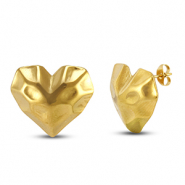 Oorbellen / oorstekers van Stainless steel Roestvrij staal (RVS) heart Gold