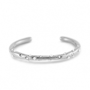 Armbanden van Stainless steel Roestvrij staal (RVS) bangle with imitation pearls Silver