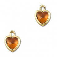 Hanger van Crystal glas heart Orange brown-gold