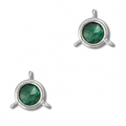 Crystal glas tussenstukken round Emerald green-silver