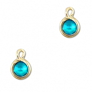Hanger van Crystal glas round Aquamarine blue-gold
