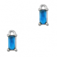 Hanger van Crystal glas rectangle Blue-silver