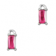 Hanger van Crystal glas rectangle Dark pink-silver
