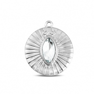 BY31&reg; Bedels van Stainless steel Roestvrij staal (RVS) round Silver-crystal