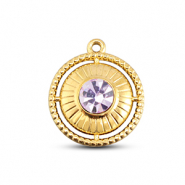 BY31&reg; Bedels van Stainless steel Roestvrij staal (RVS) round with ring Gold-light lilac