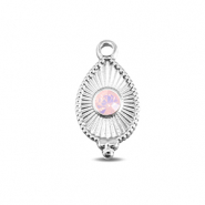 BY31&reg; Bedels van Stainless steel Roestvrij staal (RVS) drop Silver-soft pink opal
