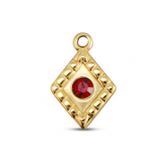 BY31&reg; Bedels van Stainless steel Roestvrij staal (RVS) rhombus Gold-ruby red