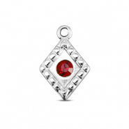 BY31&reg; Bedels van Stainless steel Roestvrij staal (RVS) rhombus Silver-ruby red