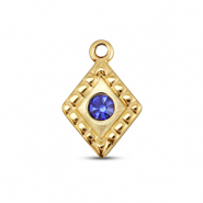 BY31&reg; Bedels van Stainless steel Roestvrij staal (RVS) rhombus Gold-sapphire blue