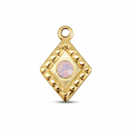 BY31&reg; Bedels van Stainless steel Roestvrij staal (RVS) rhombus Gold-soft pink opal