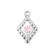 BY31&reg; Bedels van Stainless steel Roestvrij staal (RVS) rhombus Silver-soft pink opal