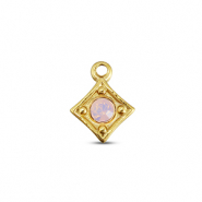 BY31&reg; Bedels van Stainless steel Roestvrij staal (RVS) rhombus Gold-soft pink opal