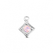 BY31&reg; Bedels van Stainless steel Roestvrij staal (RVS) rhombus Silver-soft pink opal