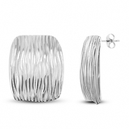 Oorbellen / oorstekers van Stainless steel Roestvrij staal (RVS) rectangle Silver