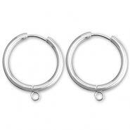 Oorbellen van Stainless steel Roestvrij staal (RVS) creolen met oog 23mm Silver